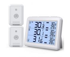 Brifit Kühlschrank Thermometer, Gefrierschrank Thermometer mit 2 Sensoren, Kühlschrankthermometer digital mit Alarm, Hintergrundbeleuchtung, MIN/MAX Aufzeichnungen, Ideal für Hause, Restaurants, Bars
