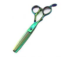 Grüne Friseurschere aus Edelstahl, links geschnittene, flach geschnittene, gerade geschnittene Zahnschere, dünner werdende Schere, Mehrzweckscheren-Set