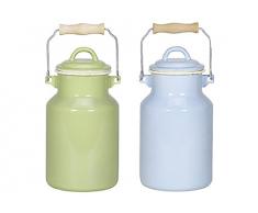 Krüger Milchkanne SYLT aus Emaille mit Deckel, Ø 13 x 25 cm, 2 l, blau (1 Stück)