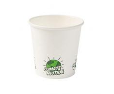 BIOZOYG Umweltschonende Bio Einweg Becher kompostierbar I Papierbecher Probierbecher Espresso Pappbecher weiß mit EcoUp© Icon und PLA Beschichtung I 50 Getränkebecher 100 ml 4 oz
