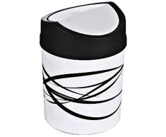 Tischabfallbehälter aus weißem Polypropylen, mit Schwingdeckel, Dekoraufdruck / Höhe: 18 cm, Ø dia. 12,5 cm | ERK