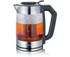 SEVERIN Digital Glas-Tee-/Wasserkocher, Mit Temperaturregler, Für 1,7 L Wasser/1,5 L Tee, ca. 2.200 W, WK 3477, Edelstahl/Schwarz