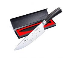 Kniarc Profi 20 cm Küchenmesser | Kochmesser / Chefmesser/ Allzweckmesser zum Schneiden| Sehr Scharfe Klinge | Rostfreier Stahl Köche Messer| Ergonomischer Komfort Holz-Griff