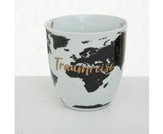 CasaJame Tasse Traumreise, Kaffeetasse Weltkarte, Kaffeebecher Porzellan, Teetasse, Riesentasse, Jumbobecher 600ml