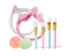 Maskenpinsel Silikon mit Haarbänd,Kozylife Gesichtsmask Pinsel Set,Maskenpinsel Gesicht Silikon,Gesichtsmaske Pinsel für Gesichtsmasken,Augenmasken oder DIY.