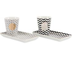 Hoff Interieur Geschenkset Espresso-Set Sweet Home 2x75 ml Porzellan Espressotassen Espressobecher Moccatassen mit Untersetzer 15x8x1cm, Tasse: ø6x7cm