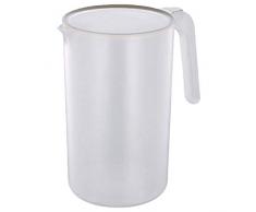 Cabilock 2500ML Kunststoff Krug Kühlschrankkrug Getränkespender Wasserkaraffe mit Deckel und Griff Wasserkrug Saftkaraffe für Heiß Kaltsaft Tee Saft Getränke Milch Kaffee Beige
