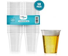 Bier Plastikbecher Alkohol Getränke Stabile Einwegbecher Trinkbecher durchsichtig 500 ml Kunststoffbecher Partybecher 50 Stück