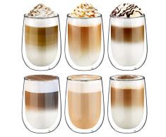 Glastal Doppelwandige Latte Macchiato Glaser Set Kaffeeglas Trinkgläser 6-teiliges 350ml (Volle Kapazität)