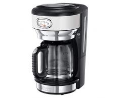Russell Hobbs Kaffeemaschine Retro weiss, bis 10 Tassen, 1,25l Glaskanne, Brüh- & Warmhalteanzeige im Retrodesign, Abschaltautomatik, Warmhalteplatte, 1000W, Filterkaffeemaschine 21703-56