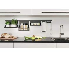 Gedotec Küchenreling-Set Relingleiste Küche Hänge-Leiste Wand-Montage | Aluminium - Stahl schwarz matt | Reling-Stange Länge 1200 mm | 1 Set - Design Küchenleiste Vintage inkl. Befestigungsmaterial