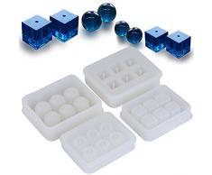 (Kugel + Quadrat) 4 Stück Silikonform Gießform Resin Form Schmuck Form Silikon Mold Schmuckgießform DIY Silikon für Anhänger Halskette Ohrringe DIY Basteln (Schmuck nicht enthalten)