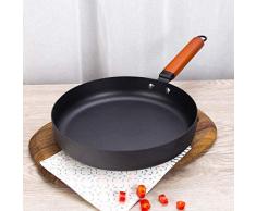 LXYZ Bratpfanne,Antihaft-Langgriff Langer Holzgriff 27CM schmiedeeiserne Bratpfanne Steak Grill Pizza Maschine Gasherd Induktionsherd Kochgeschirr Küchenutensilien,27CM Geeignet für die Küche