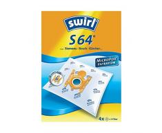 Swirl S 64 Staubsaugerbeutel für Siemens und Bosch Staubsauger, stabil und saugstark, verschließbare Halteplatte, 4 Beutel + 1 Filter