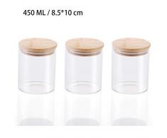DreamyLife Vorratsgläser aus Borosilikatglas mit Deckel 3er Set, Glas Vorratsdosen Küche Lebensmittel Lagerung Behälter, Spülmaschinenfest, 450ml