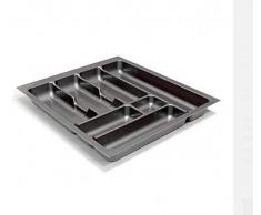 Besteckeinsatz Schubladeneinsatz Besteckkasten Comfort Universal | für 50er Schubladen | zuschneidbar von 408-435 mm | Silbergrau