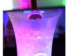 ECOJAS LED Eiskübel Farbwechsel Kühler Eimer RGB Champagner Kühler Runde Flaschenkühler Glühende Weinkühler Eisbehälter Bar Getränkekühler Bier Eimer Sektkühler LED Für KTV,Party,Hause(5 L) (5L)