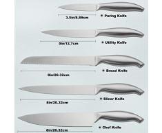 Romanticist Küchenmesser-Set - 6pcs hochwertige Edelstahl-Küchenmesser Set im Aufbewahrungskoffer mit Kochmesser, Slicer Messer Besteck Messer Set Geschenk für Profi-Koch-Home Cooks