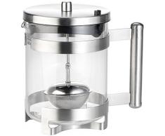 Rosenstein & Söhne Teebereiter: Teekanne aus Borosilikatglas, Teesieb, Edelstahl-Griff & -Gestell, 1 l (Teekanne mit Sieb zum Hochziehen)