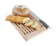 Creative Home Brot-Schneidebrett mit Krümelfang aus Buche-Holz | 35,5 x 28,5 x 2 cm | Praktisches Krümelbrett und Platz fürs Messer | Schneidebrett mit Gitter | Perfektes Brot-Brett mit Auffangschale
