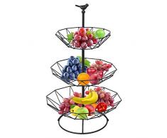 Hossejoy Obstkorb, 3-stufiger Servierkorb Obstschale & Snack-Verkaufsständer, Perfekt für Obst, Gemüse, Snacks, Haushaltsgegenstände und vieles mehr(schwarz)