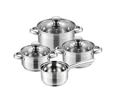 Velaze Edelstahl Kochgeschirr Set mit Glasdeckeln, Topf- & Pfannenset, Induktionsgeeignet (Serie Arthus-7)