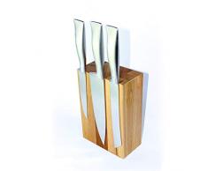 Messerblock BLOQ 701 unbestückt | Magnetblock Holz für 6 Messer | Nussbaum Messerleiste | Magnetleiste 21 x 14 x 8 cm