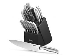 Deik Profi Messerblock Messer Set, 16-tlg, Edelstahl Kochmesser Set mit Holzblock, Schwarz