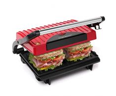 Sandwichmaker,Panini Grill 700W Leistung, Cool-Touch-Griff, antihaftbeschichtete Platten BPA-frei, rot und schwarz