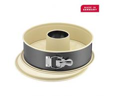 Kaiser Inspiration Plus Springform 26 cm rund, 2 Böden, Flach- und Rohrboden, runde Backform, antihaftbeschichtet, auslaufsicher, mit Rezept