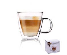 ORION Teeglas Kaffeeglas Doppelwandiges Doppelwandige Gläser Thermoglas für KAFFEE Latte Cappuccino Tee 180 ml