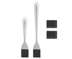 Premium Backpinsel mit Back-up Silikonpinsel Kopf Backen Spülmaschine Edelstahl Griff Grillpinsel Backpinsel für Barbecue Gebäck Butter Gebäck Pinsel geeignet zum Backen und Grillen