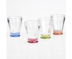 Trinkglas Glas Gläser Stapelbar Trink Kunststoff Camping 220ml, 4 Stück, Zubehör Buntes Acryl, Acrylglas, Partyglas, Wasserglas, Bruchfest, Trinkbecher Becher Whiskyglas Whiskey Glas-Optik Leicht.
