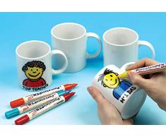 Baker Ross Entwerfen Sie Ihre eigenen großen weißen Porzellanbecher (4er-Pack) für Kinder zum Dekorieren, Kunsthandwerk