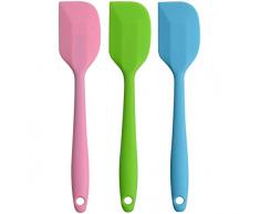 Pritogo Teigschaber-Set aus Silikon, 3-teilig, 21,5 cm mit Metallkern, BPA frei bis 220 Grad (Blau, Grün, Pink)