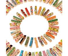 Qiorange Mini bunte hölzerne Klemmen Clip Holzklammern Wäscheklammern Clips Fotopapier Peg, 50 Stück (50Pcs Set A)