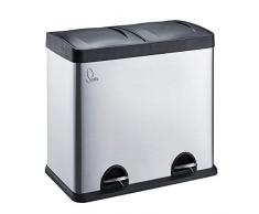SVITA T2X24 Edelstahl Mülleimer Treteimer Abfalleimer Mülltrennung mit Schubfächern (48 Liter (2 x 24L))