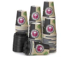 80 Pappbecher 240ml mit Deckel Coffee To Go - Kaffeebecher To Go Zum Servieren von Kaffee, Tee, Heißen und Kalten Getränken