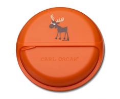 Carl Oscar SnackDISC - Drehbare Snackbox mit 5 Fächern | Kleine Vesperdose, Unterteilte Snackdose für Kinder | Kindergarten, Schule, Unterwegs (Orange)