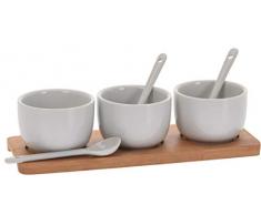7-teiliges Keramik Servier-Set Sauce Dip Marmelade Schale & Löffel mit Bambus Tablett