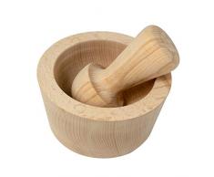 Mörser/Holzmörser mit Stößel aus Buchenholz - Maße: 13,8 x 13,8 x 7 cm (LxBxH) - sehr stabil - echte Handarbeit