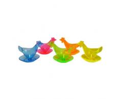 Eierbecher Huhn in Leuchtfarben sortiert 5er Set, Hühnereierbecher