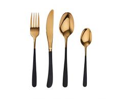 BUTLERS EMPIRE - Besteck 4er-Set - Hochwertige Besteckgarnitur in Gold-Schwarz - Besteckset aus Edelstahl, Menübesteck