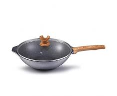 Wok, Wok, Ø 30 Cm, Edelstahl Wokpfanne, Beschichtet Keramikpfanne, Induktionsgeeignet, Backofengeeignet