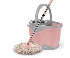 Magic Spin Mop, 4 Mikrofaser-Reinigungsköpfe Spinnen Rotierendes Magic Spin Bodenmop-Eimerset