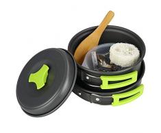 L.HPT Camping Töpfe Und Pfannen Set Camping Topf Aluminium Antihaft Tragbare 1-2 Personen Outdoor Geschirr Camping Wandern Bergsteigen Rucksackreisen Picknick Kochgeschirr Set