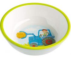 HABA 302819 - Schüssel Traktor, rutschfeste Kinderschüssel aus Melamin mit Traktormotiv, spülmaschinengeeignet