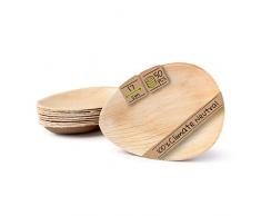 BIOZOYG Hochwertiges Palmblattgeschirr I 50 Stück Palmblatt Teller tief Tropfenform 17 cm I Bio Einweggeschirr biologisch abbaubar Partygeschirr Einmalgeschirr Wegwerfgeschirr