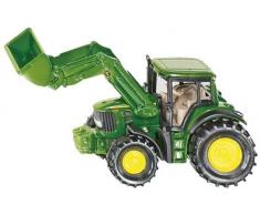 SIKU 1341, John Deere mit Frontlader, Metall/Kunststoff, Grün, Beweglicher Frontlader