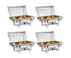 CWYPC 4 Stück Chafing Dish, Speisenwärmer Buffetwärmer Warmhaltebehälter Edelstahl Buffet Server Profi Set Alkoholheizung Für Catering Buffet Und Partyone Third
